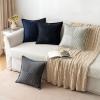 MIULEE Orange Fall Corduroy Decorative Euro Sham Pillow Covers 24×24 Inch with Splicing Set of 2 Soft Boho Pillow Covers Broadside Textured Summer Pillowcases for Couch Bed Livingroom(Black)