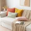 MIULEE Orange Fall Corduroy Decorative Euro Sham Pillow Covers 24×24 Inch with Splicing Set of 2 Soft Boho Pillow Covers Broadside Textured Summer Pillowcases for Couch Bed Livingroom(Coral Red)