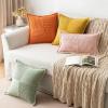 MIULEE Orange Fall Corduroy Decorative Euro Sham Pillow Covers 24×24 Inch with Splicing Set of 2 Soft Boho Pillow Covers Broadside Textured Summer Pillowcases for Couch Bed Livingroom(Pink)