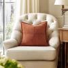 MIULEE Orange Fall Corduroy Decorative Euro Sham Pillow Covers 24×24 Inch with Splicing Set of 2 Soft Boho Pillow Covers Broadside Textured Summer Pillowcases for Couch Bed Livingroom(Dark Rust)