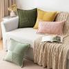 MIULEE Orange Fall Corduroy Decorative Euro Sham Pillow Covers 24×24 Inch with Splicing Set of 2 Soft Boho Pillow Covers Broadside Textured Summer Pillowcases for Couch Bed Livingroom(Olive Green)