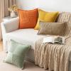 MIULEE Orange Fall Corduroy Decorative Euro Sham Pillow Covers 24×24 Inch with Splicing Set of 2 Soft Boho Pillow Covers Broadside Textured Summer Pillowcases for Couch Bed Livingroom(Khaki)