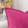 MIULEE Orange Fall Corduroy Decorative Euro Sham Pillow Covers 24×24 Inch with Splicing Set of 2 Soft Boho Pillow Covers Broadside Textured Summer Pillowcases for Couch Bed Livingroom(Hot Pink)