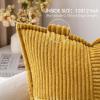 MIULEE Orange Fall Corduroy Decorative Euro Sham Pillow Covers 24×24 Inch with Splicing Set of 2 Soft Boho Pillow Covers Broadside Textured Summer Pillowcases for Couch Bed Livingroom(Mustard Yellow)
