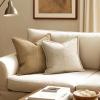 MIULEE Orange Fall Corduroy Decorative Euro Sham Pillow Covers 24×24 Inch with Splicing Set of 2 Soft Boho Pillow Covers Broadside Textured Summer Pillowcases for Couch Bed Livingroom(Beige)