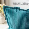 MIULEE Orange Fall Corduroy Decorative Euro Sham Pillow Covers 24×24 Inch with Splicing Set of 2 Soft Boho Pillow Covers Broadside Textured Summer Pillowcases for Couch Bed Livingroom(Teal Blue)