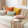 MIULEE Orange Fall Corduroy Decorative Euro Sham Pillow Covers 24×24 Inch with Splicing Set of 2 Soft Boho Pillow Covers Broadside Textured Summer Pillowcases for Couch Bed Livingroom(Pink)