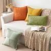 MIULEE Orange Fall Corduroy Decorative Euro Sham Pillow Covers 24×24 Inch with Splicing Set of 2 Soft Boho Pillow Covers Broadside Textured Summer Pillowcases for Couch Bed Livingroom(Green)