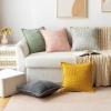 MIULEE Orange Fall Corduroy Decorative Euro Sham Pillow Covers 24×24 Inch with Splicing Set of 2 Soft Boho Pillow Covers Broadside Textured Summer Pillowcases for Couch Bed Livingroom(Light Olive Green)