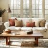 MIULEE Orange Fall Corduroy Decorative Euro Sham Pillow Covers 24×24 Inch with Splicing Set of 2 Soft Boho Pillow Covers Broadside Textured Summer Pillowcases for Couch Bed Livingroom(Dark Rust)