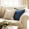 MIULEE Orange Fall Corduroy Decorative Euro Sham Pillow Covers 24×24 Inch with Splicing Set of 2 Soft Boho Pillow Covers Broadside Textured Summer Pillowcases for Couch Bed Livingroom(Blue)