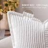 MIULEE Orange Fall Corduroy Decorative Euro Sham Pillow Covers 24×24 Inch with Splicing Set of 2 Soft Boho Pillow Covers Broadside Textured Summer Pillowcases for Couch Bed Livingroom(White)