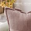 MIULEE Orange Fall Corduroy Decorative Euro Sham Pillow Covers 24×24 Inch with Splicing Set of 2 Soft Boho Pillow Covers Broadside Textured Summer Pillowcases for Couch Bed Livingroom(Blush Pink)