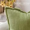 MIULEE Orange Fall Corduroy Decorative Euro Sham Pillow Covers 24×24 Inch with Splicing Set of 2 Soft Boho Pillow Covers Broadside Textured Summer Pillowcases for Couch Bed Livingroom(Green)