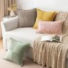 MIULEE Orange Fall Corduroy Decorative Euro Sham Pillow Covers 24×24 Inch with Splicing Set of 2 Soft Boho Pillow Covers Broadside Textured Summer Pillowcases for Couch Bed Livingroom(Light Brown)