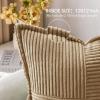 MIULEE Orange Fall Corduroy Decorative Euro Sham Pillow Covers 24×24 Inch with Splicing Set of 2 Soft Boho Pillow Covers Broadside Textured Summer Pillowcases for Couch Bed Livingroom(Khaki)
