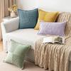 MIULEE Orange Fall Corduroy Decorative Euro Sham Pillow Covers 24×24 Inch with Splicing Set of 2 Soft Boho Pillow Covers Broadside Textured Summer Pillowcases for Couch Bed Livingroom(Purple)