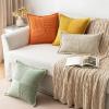 MIULEE Orange Fall Corduroy Decorative Euro Sham Pillow Covers 24×24 Inch with Splicing Set of 2 Soft Boho Pillow Covers Broadside Textured Summer Pillowcases for Couch Bed Livingroom(Cream)