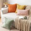 MIULEE Orange Fall Corduroy Decorative Euro Sham Pillow Covers 24×24 Inch with Splicing Set of 2 Soft Boho Pillow Covers Broadside Textured Summer Pillowcases for Couch Bed Livingroom(Orange)