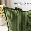 MIULEE Orange Fall Corduroy Decorative Euro Sham Pillow Covers 24×24 Inch with Splicing Set of 2 Soft Boho Pillow Covers Broadside Textured Summer Pillowcases for Couch Bed Livingroom(Moss Green)