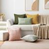 MIULEE Orange Fall Corduroy Decorative Euro Sham Pillow Covers 24×24 Inch with Splicing Set of 2 Soft Boho Pillow Covers Broadside Textured Summer Pillowcases for Couch Bed Livingroom(Olive Green)