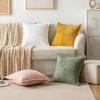 MIULEE Orange Fall Corduroy Decorative Euro Sham Pillow Covers 24×24 Inch with Splicing Set of 2 Soft Boho Pillow Covers Broadside Textured Summer Pillowcases for Couch Bed Livingroom(Light Olive Green)
