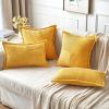 MIULEE Orange Fall Corduroy Decorative Euro Sham Pillow Covers 24×24 Inch with Splicing Set of 2 Soft Boho Pillow Covers Broadside Textured Summer Pillowcases for Couch Bed Livingroom(Golden Yellow)