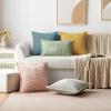 MIULEE Orange Fall Corduroy Decorative Euro Sham Pillow Covers 24×24 Inch with Splicing Set of 2 Soft Boho Pillow Covers Broadside Textured Summer Pillowcases for Couch Bed Livingroom(Dusty Blue)