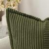 MIULEE Orange Fall Corduroy Decorative Euro Sham Pillow Covers 24×24 Inch with Splicing Set of 2 Soft Boho Pillow Covers Broadside Textured Summer Pillowcases for Couch Bed Livingroom(Olive Green)