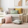MIULEE Orange Fall Corduroy Decorative Euro Sham Pillow Covers 24×24 Inch with Splicing Set of 2 Soft Boho Pillow Covers Broadside Textured Summer Pillowcases for Couch Bed Livingroom(Light Brown)