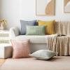 MIULEE Orange Fall Corduroy Decorative Euro Sham Pillow Covers 24×24 Inch with Splicing Set of 2 Soft Boho Pillow Covers Broadside Textured Summer Pillowcases for Couch Bed Livingroom(Dustyblue)