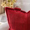 MIULEE Orange Fall Corduroy Decorative Euro Sham Pillow Covers 24×24 Inch with Splicing Set of 2 Soft Boho Pillow Covers Broadside Textured Summer Pillowcases for Couch Bed Livingroom(Red)