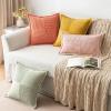MIULEE Orange Fall Corduroy Decorative Euro Sham Pillow Covers 24×24 Inch with Splicing Set of 2 Soft Boho Pillow Covers Broadside Textured Summer Pillowcases for Couch Bed Livingroom(Coral Red)