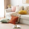 MIULEE Orange Fall Corduroy Decorative Euro Sham Pillow Covers 24×24 Inch with Splicing Set of 2 Soft Boho Pillow Covers Broadside Textured Summer Pillowcases for Couch Bed Livingroom(Rust)