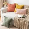 MIULEE Orange Fall Corduroy Decorative Euro Sham Pillow Covers 24×24 Inch with Splicing Set of 2 Soft Boho Pillow Covers Broadside Textured Summer Pillowcases for Couch Bed Livingroom(Light Olive Green)
