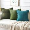 MIULEE Orange Fall Corduroy Decorative Euro Sham Pillow Covers 24×24 Inch with Splicing Set of 2 Soft Boho Pillow Covers Broadside Textured Summer Pillowcases for Couch Bed Livingroom(Moss Green)
