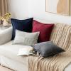 MIULEE Orange Fall Corduroy Decorative Euro Sham Pillow Covers 24×24 Inch with Splicing Set of 2 Soft Boho Pillow Covers Broadside Textured Summer Pillowcases for Couch Bed Livingroom(Navy Blue)