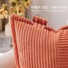 MIULEE Orange Fall Corduroy Decorative Euro Sham Pillow Covers 24×24 Inch with Splicing Set of 2 Soft Boho Pillow Covers Broadside Textured Summer Pillowcases for Couch Bed Livingroom(Coral Red)
