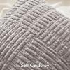 MIULEE Set of 2 Light Brown Decorative Pillow Covers 18×18 Inch Textured Striped Patchwork Accents Farmhouse Boho Soft Corduroy Couch Pillows for Sofa Living Room Bed Home Decor(Light Grey)