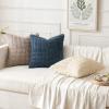 MIULEE Set of 2 Light Brown Decorative Pillow Covers 18×18 Inch Textured Striped Patchwork Accents Farmhouse Boho Soft Corduroy Couch Pillows for Sofa Living Room Bed Home Decor(Blue)