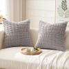 MIULEE Set of 2 Light Brown Decorative Pillow Covers 18×18 Inch Textured Striped Patchwork Accents Farmhouse Boho Soft Corduroy Couch Pillows for Sofa Living Room Bed Home Decor(Light Grey)