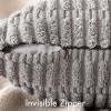 MIULEE Set of 2 Light Brown Decorative Pillow Covers 18×18 Inch Textured Striped Patchwork Accents Farmhouse Boho Soft Corduroy Couch Pillows for Sofa Living Room Bed Home Decor(Light Grey)