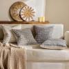 MIULEE Set of 2 Neutral Boho Farmhouse Throw Pillow Covers 20×20 Inch Cognac Brown Vintage Accent Floral Cotton Linen Pillowcases for Couch Bed Living Home Decor(Light Taupe)