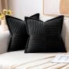 MIULEE Orange Fall Corduroy Decorative Euro Sham Pillow Covers 24×24 Inch with Splicing Set of 2 Soft Boho Pillow Covers Broadside Textured Summer Pillowcases for Couch Bed Livingroom(Black)