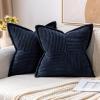MIULEE Orange Fall Corduroy Decorative Euro Sham Pillow Covers 24×24 Inch with Splicing Set of 2 Soft Boho Pillow Covers Broadside Textured Summer Pillowcases for Couch Bed Livingroom(Navy Blue)