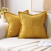 MIULEE Orange Fall Corduroy Decorative Euro Sham Pillow Covers 24×24 Inch with Splicing Set of 2 Soft Boho Pillow Covers Broadside Textured Summer Pillowcases for Couch Bed Livingroom(Mustard Yellow)