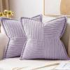 MIULEE Orange Fall Corduroy Decorative Euro Sham Pillow Covers 24×24 Inch with Splicing Set of 2 Soft Boho Pillow Covers Broadside Textured Summer Pillowcases for Couch Bed Livingroom(Purple)