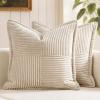 MIULEE Orange Fall Corduroy Decorative Euro Sham Pillow Covers 24×24 Inch with Splicing Set of 2 Soft Boho Pillow Covers Broadside Textured Summer Pillowcases for Couch Bed Livingroom(Beige)