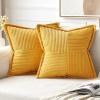 MIULEE Orange Fall Corduroy Decorative Euro Sham Pillow Covers 24×24 Inch with Splicing Set of 2 Soft Boho Pillow Covers Broadside Textured Summer Pillowcases for Couch Bed Livingroom(Golden Yellow)