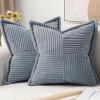 MIULEE Orange Fall Corduroy Decorative Euro Sham Pillow Covers 24×24 Inch with Splicing Set of 2 Soft Boho Pillow Covers Broadside Textured Summer Pillowcases for Couch Bed Livingroom(Dustyblue)
